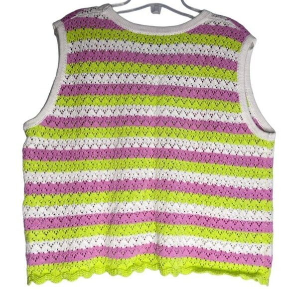 NEW French Connection Multicolour Striped Nora Crochet Tank Top US XL - Picture 2 of 6